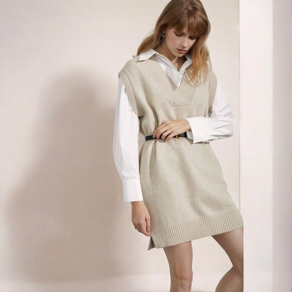 NWT J.ING Essential Khaki Knit Vest - Picture 4 of 6